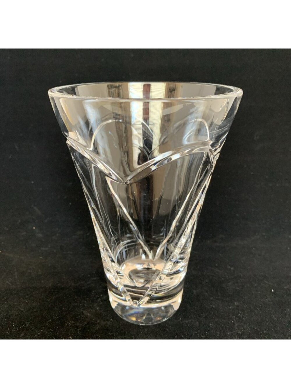 Waterford Wishes Romance Crystal Vase Heart Cut 6.25” Poland Etched Mark Vtg